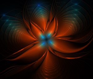 Preview wallpaper fractal, glow, abstraction, tangled, brown, blue