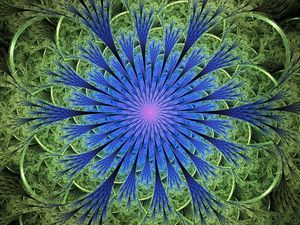 Preview wallpaper fractal, glow, abstraction, blue, green