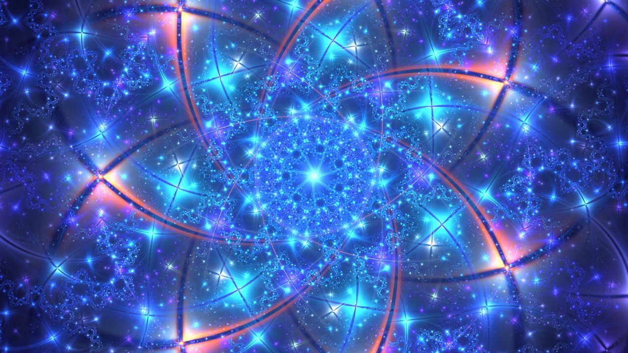 Wallpaper fractal, glow, bright, blue, star, abstraction