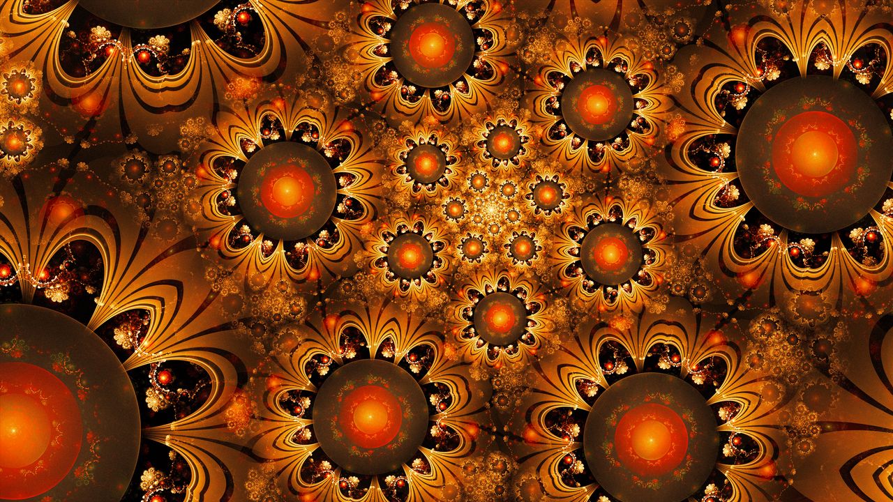 Wallpaper fractal, glow, brown, abstraction