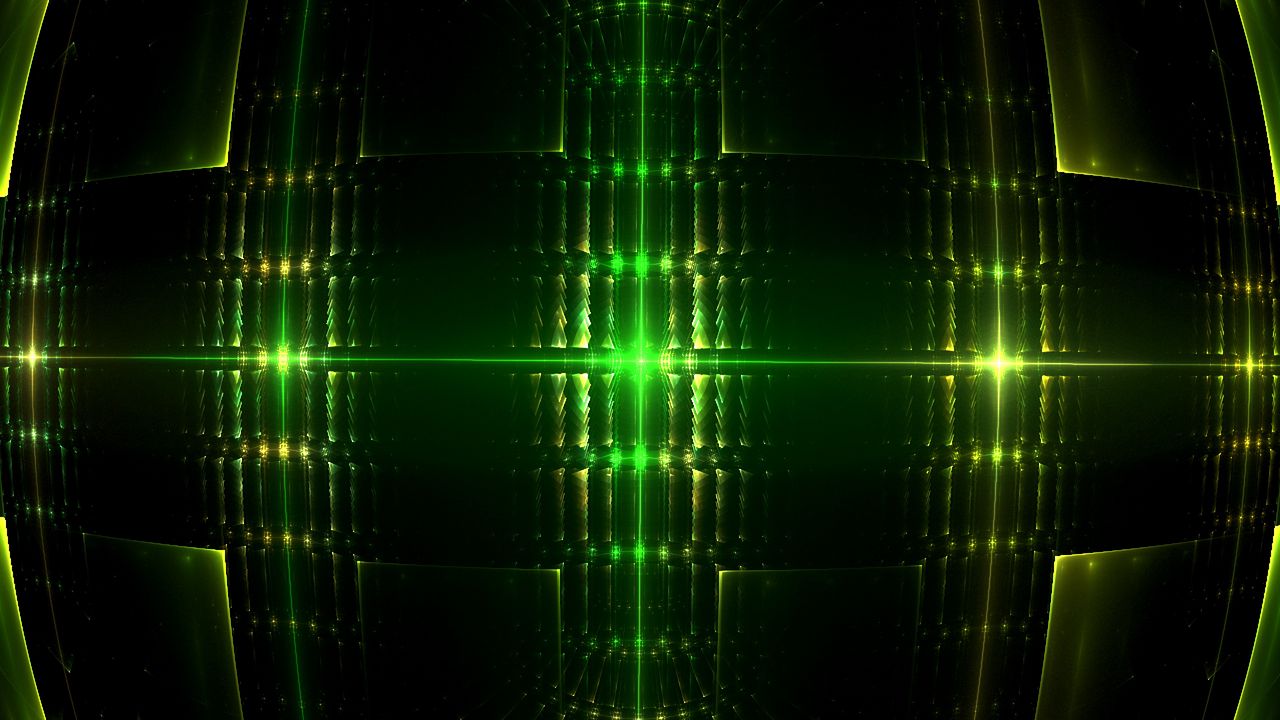 Wallpaper fractal, glow, green, dark, abstraction
