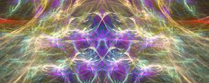 Preview wallpaper fractal, glow, purple, yellow, abstraction