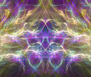 Preview wallpaper fractal, glow, purple, yellow, abstraction