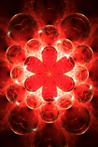 Preview wallpaper fractal, glow, red, bright, flower, abstraction