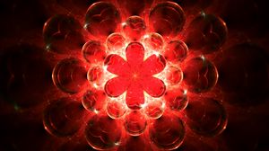 Preview wallpaper fractal, glow, red, bright, flower, abstraction