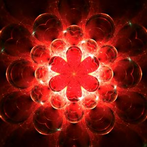 Preview wallpaper fractal, glow, red, bright, flower, abstraction