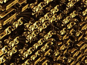 Preview wallpaper fractal, gold, structure, abstraction