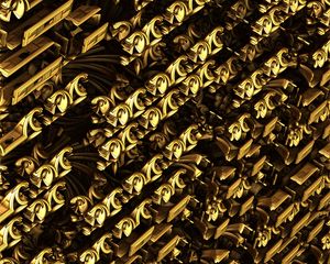 Preview wallpaper fractal, gold, structure, abstraction