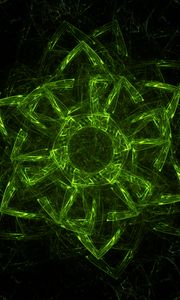 Preview wallpaper fractal, green, glow, symbol, abstraction