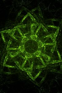 Preview wallpaper fractal, green, glow, symbol, abstraction