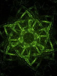 Preview wallpaper fractal, green, glow, symbol, abstraction