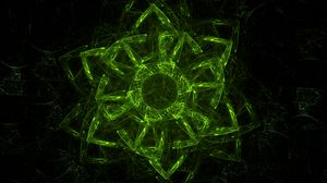 Preview wallpaper fractal, green, glow, symbol, abstraction