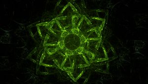 Preview wallpaper fractal, green, glow, symbol, abstraction