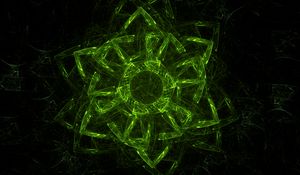 Preview wallpaper fractal, green, glow, symbol, abstraction