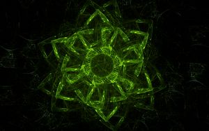 Preview wallpaper fractal, green, glow, symbol, abstraction