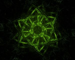 Preview wallpaper fractal, green, glow, symbol, abstraction