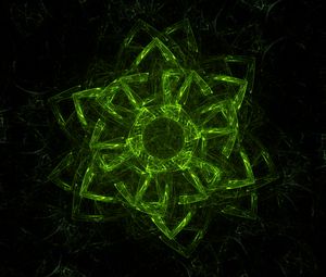 Preview wallpaper fractal, green, glow, symbol, abstraction