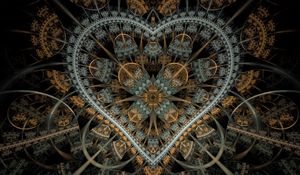 Preview wallpaper fractal, heart, pattern, tangled, abstraction