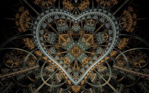 Preview wallpaper fractal, heart, pattern, tangled, abstraction