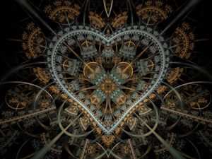 Preview wallpaper fractal, heart, pattern, tangled, abstraction