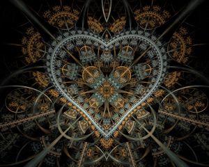 Preview wallpaper fractal, heart, pattern, tangled, abstraction