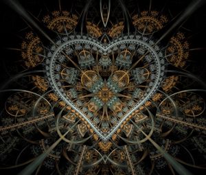 Preview wallpaper fractal, heart, pattern, tangled, abstraction