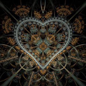 Preview wallpaper fractal, heart, pattern, tangled, abstraction