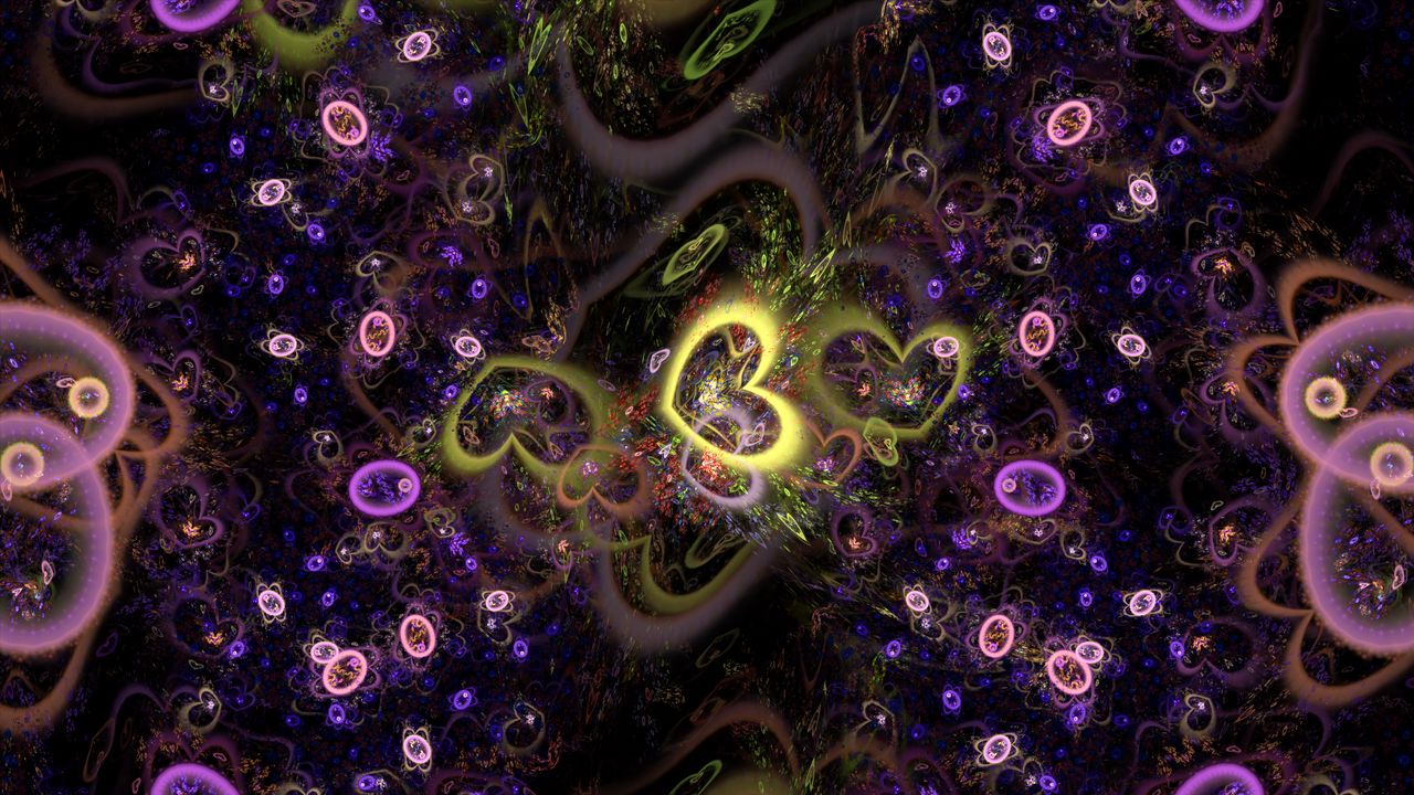 Wallpaper fractal, hearts, abstraction