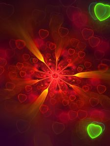 Preview wallpaper fractal, hearts, bright, pattern, abstraction