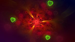 Preview wallpaper fractal, hearts, bright, pattern, abstraction