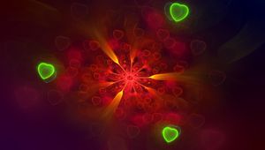 Preview wallpaper fractal, hearts, bright, pattern, abstraction