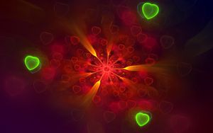 Preview wallpaper fractal, hearts, bright, pattern, abstraction