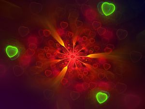 Preview wallpaper fractal, hearts, bright, pattern, abstraction