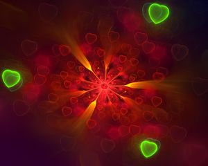 Preview wallpaper fractal, hearts, bright, pattern, abstraction