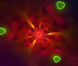 Preview wallpaper fractal, hearts, bright, pattern, abstraction