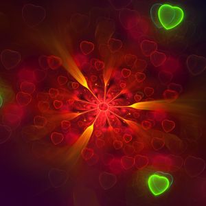 Preview wallpaper fractal, hearts, bright, pattern, abstraction
