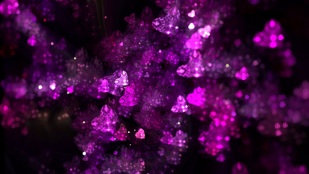 Wallpaper fractal, hearts, glitter, lilac