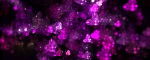 Preview wallpaper fractal, hearts, glitter, lilac