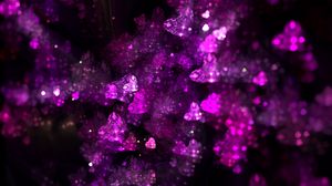Preview wallpaper fractal, hearts, glitter, lilac