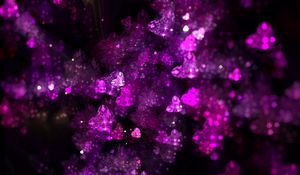 Preview wallpaper fractal, hearts, glitter, lilac