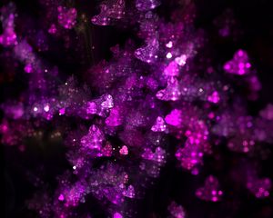 Preview wallpaper fractal, hearts, glitter, lilac