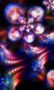 Preview wallpaper fractal, highlights, colors, patterns, kaleidoscope