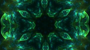 Preview wallpaper fractal, kaleidoscope, abstraction, glow, green