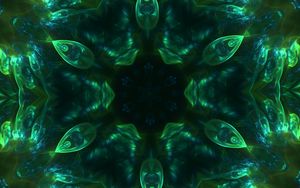 Preview wallpaper fractal, kaleidoscope, abstraction, glow, green