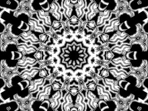 Preview wallpaper fractal, kaleidoscope, abstraction, shapes, black and white