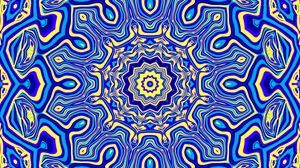 Preview wallpaper fractal, kaleidoscope, abstraction, shapes, blue, yellow