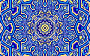 Preview wallpaper fractal, kaleidoscope, abstraction, shapes, blue, yellow