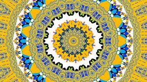 Preview wallpaper fractal, kaleidoscope, abstraction, shapes, background, yellow