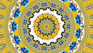 Preview wallpaper fractal, kaleidoscope, abstraction, shapes, background, yellow