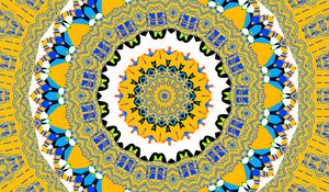 Preview wallpaper fractal, kaleidoscope, abstraction, shapes, background, yellow